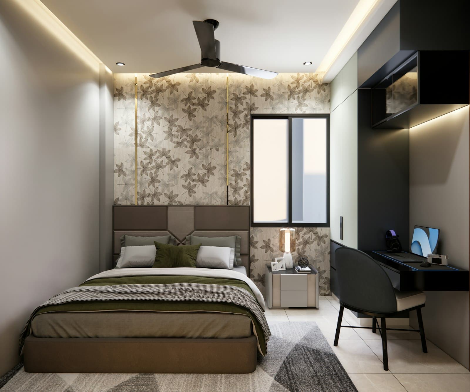 A freshly turned-over short-term rental bedroom