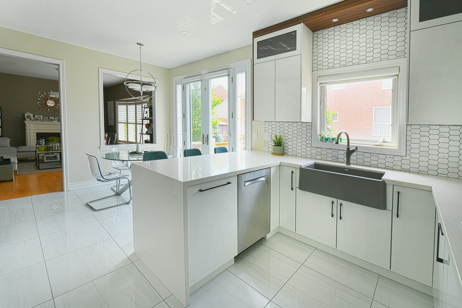 A bright modern kitchen with a built-in dishwasher